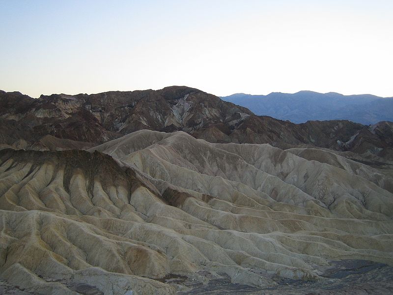 Death Valley- Udsigt fra Zabriskie point, ved solnedgang