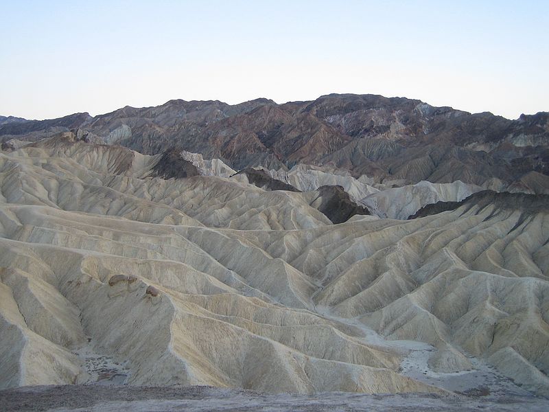 Death Valley- Udsigt fra Zabriskie point, ved solnedgang